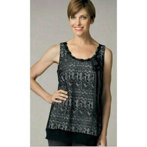 Cabi Emily black sleeveless lace overlay tank 552 Small